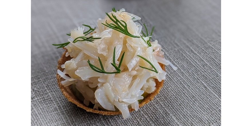 Beer tart, brown crab, dill and fennel
