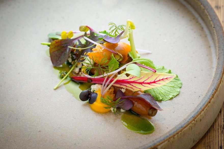 ‘Salad': duck ham, yolk, green herb dressing