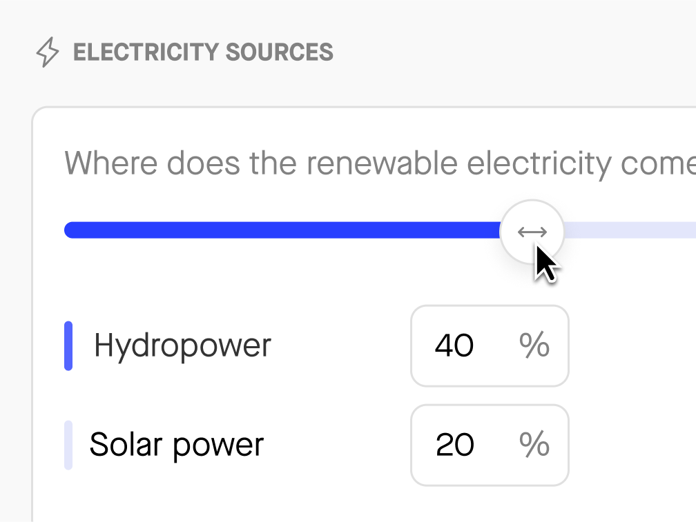 Sweep app: Electricity sources